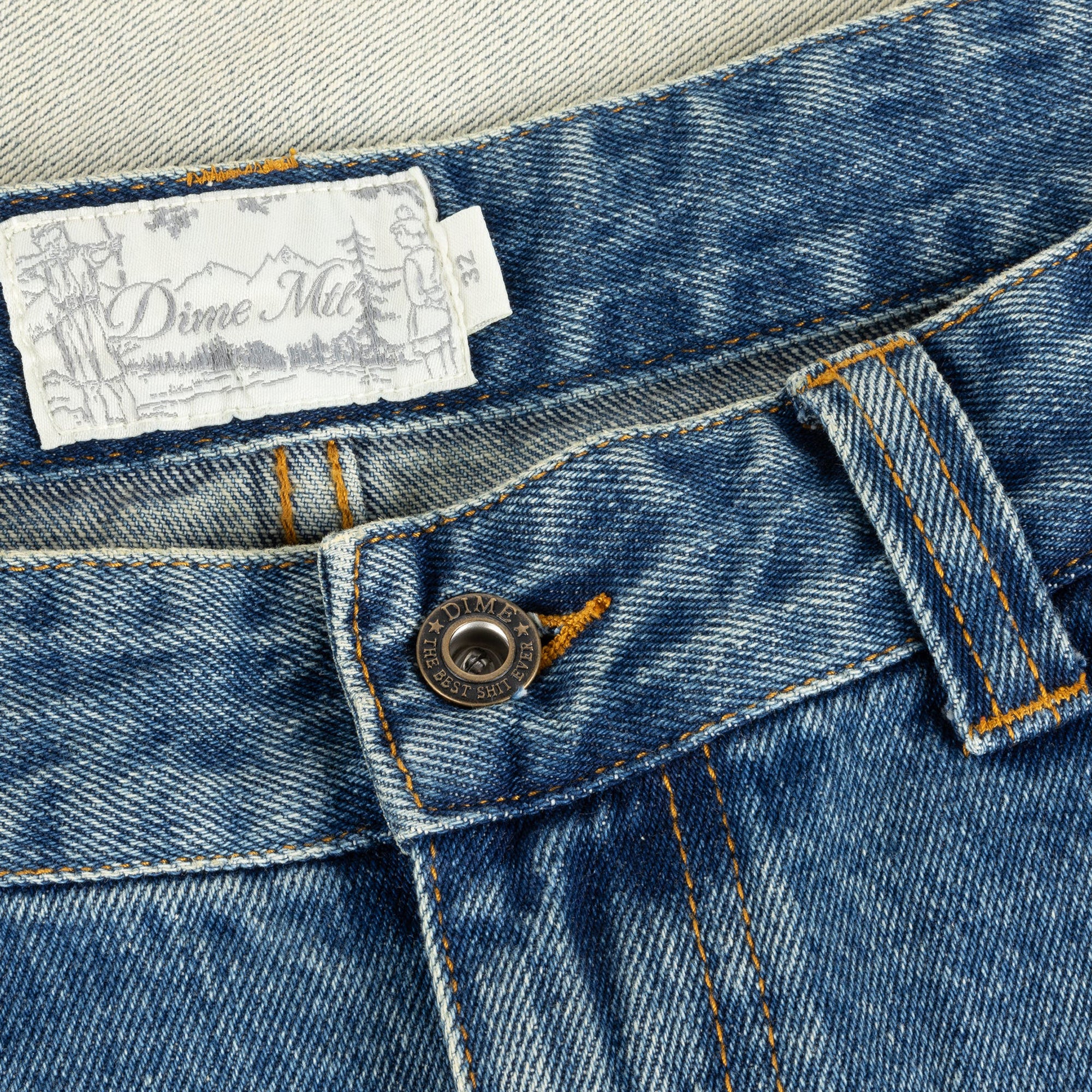 Dime Straight Denim Pants - Dipped Sandblasted Indigo