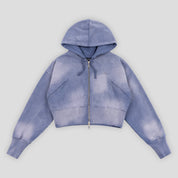 Dime Cropped Zip Hoodie - Lavender Washed