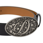 Dime Skull Leather Belt - Black