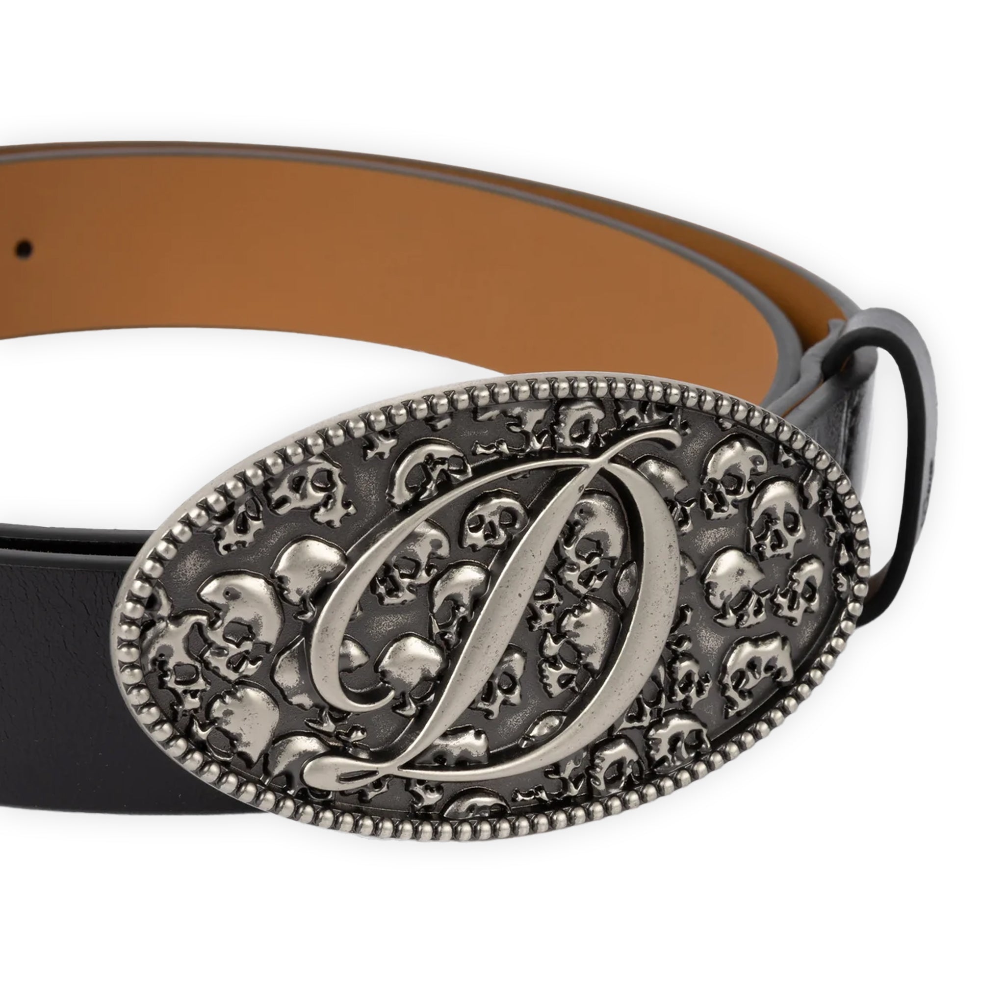 Dime Skull Leather Belt - Black