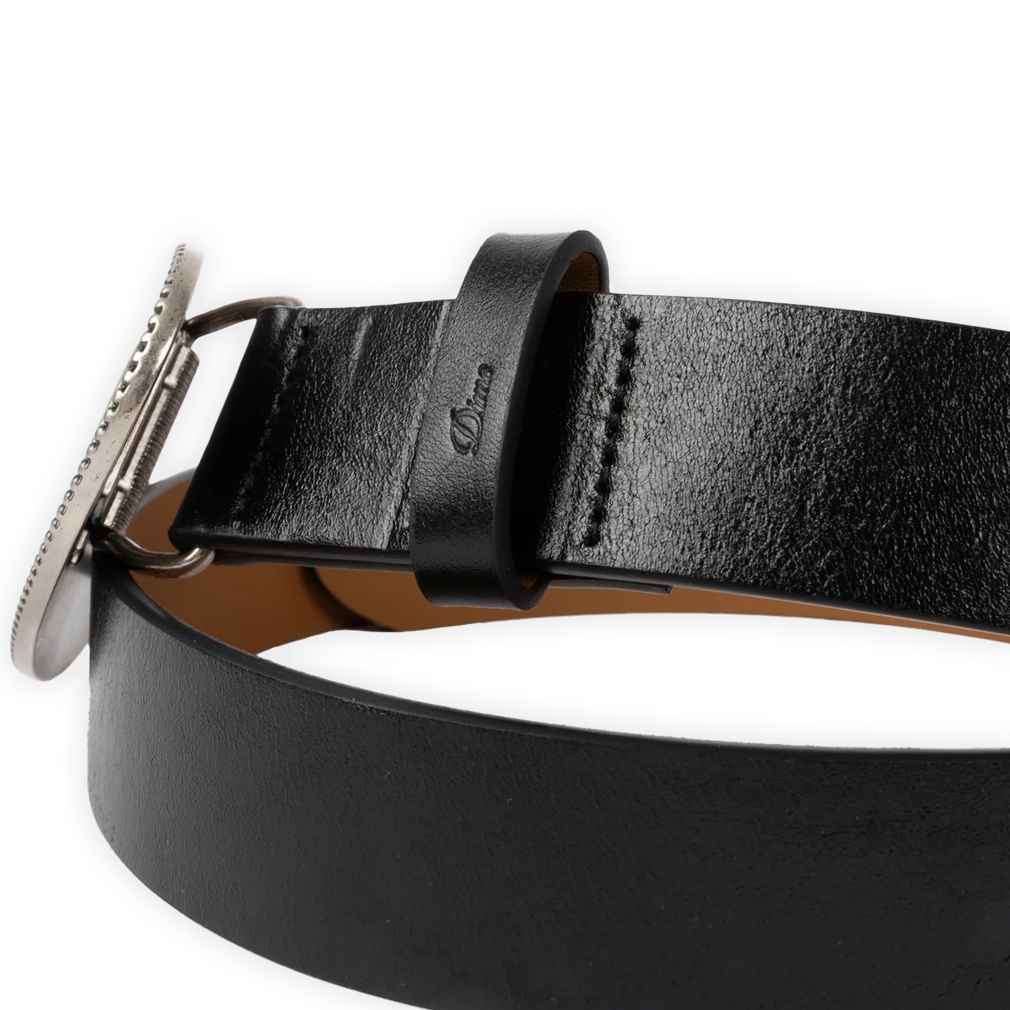 Dime Skull Leather Belt - Black