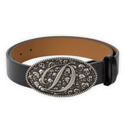 Dime Skull Leather Belt - Black