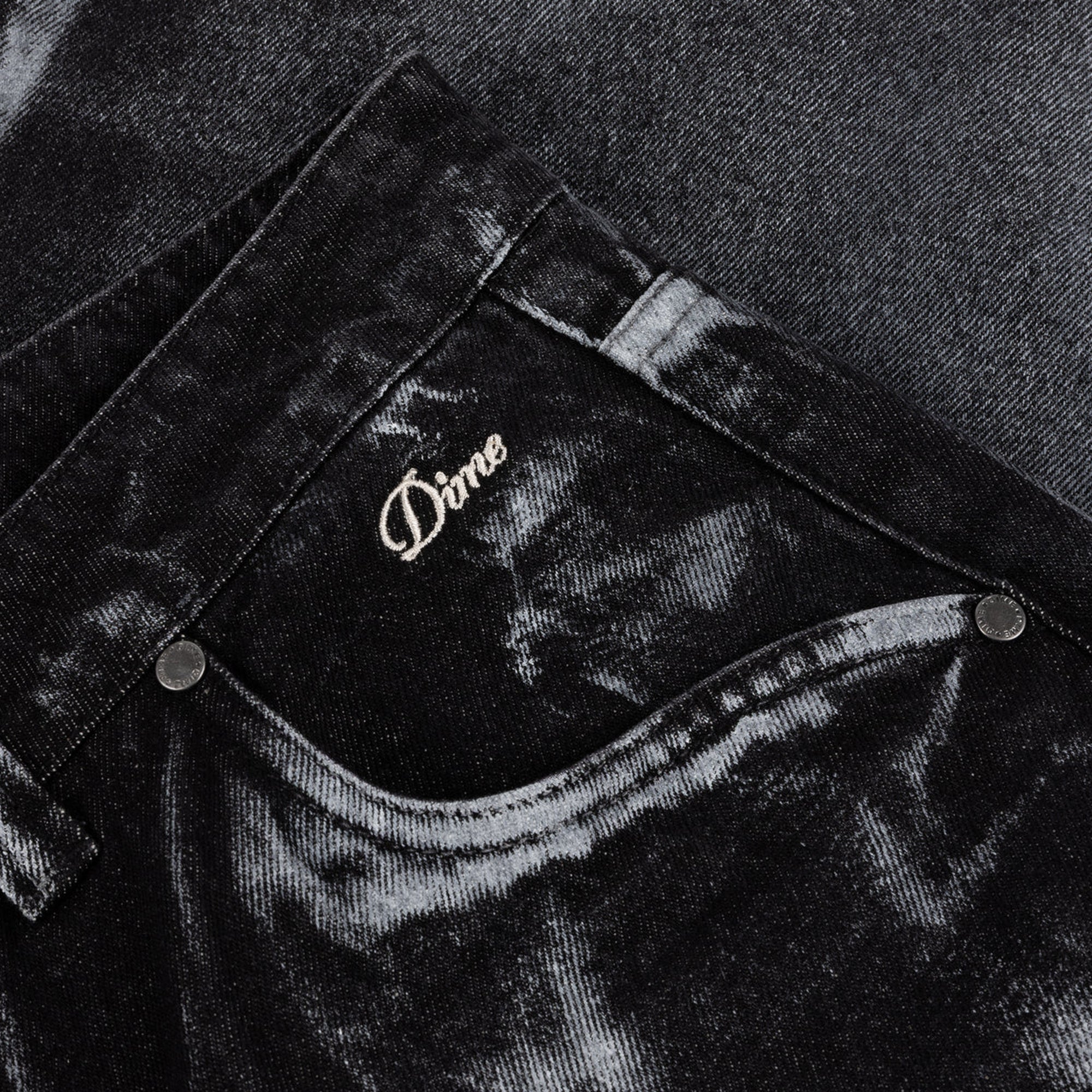 Dime Baggy Denim Pants - Black (White Paint)