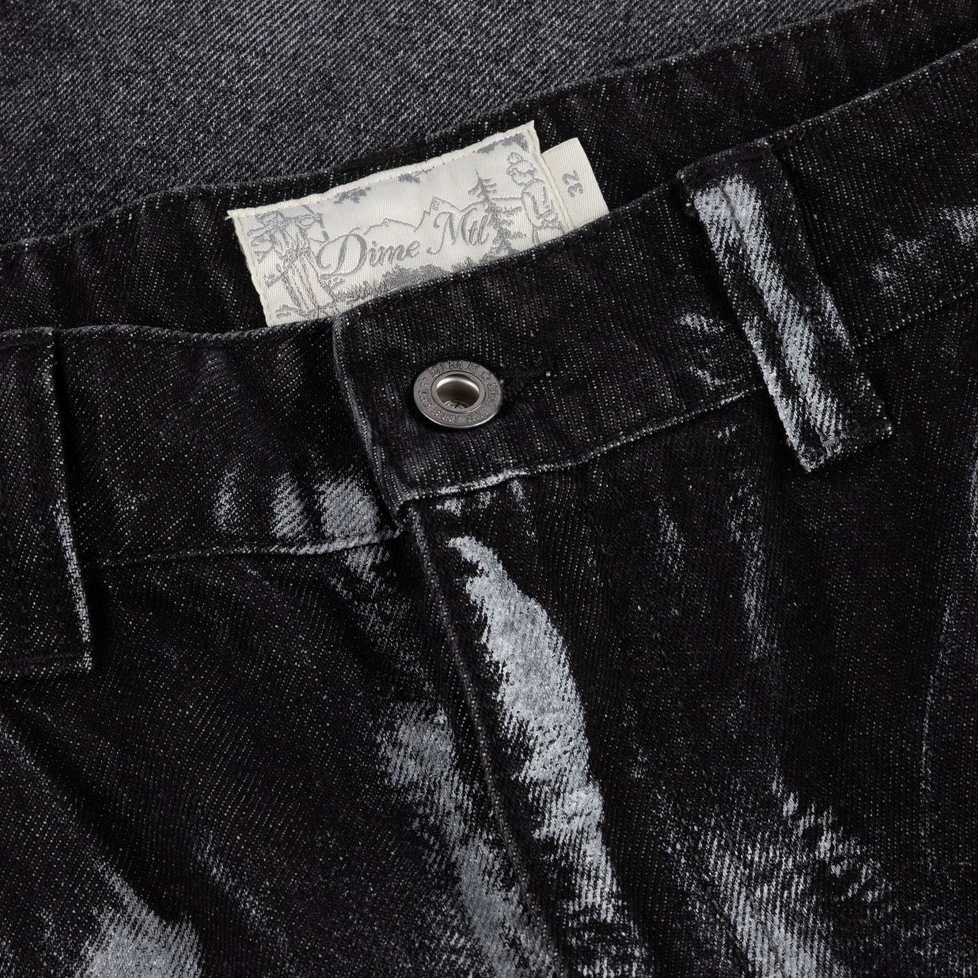 Dime Baggy Denim Pants - Black (White Paint) – Pass~Port
