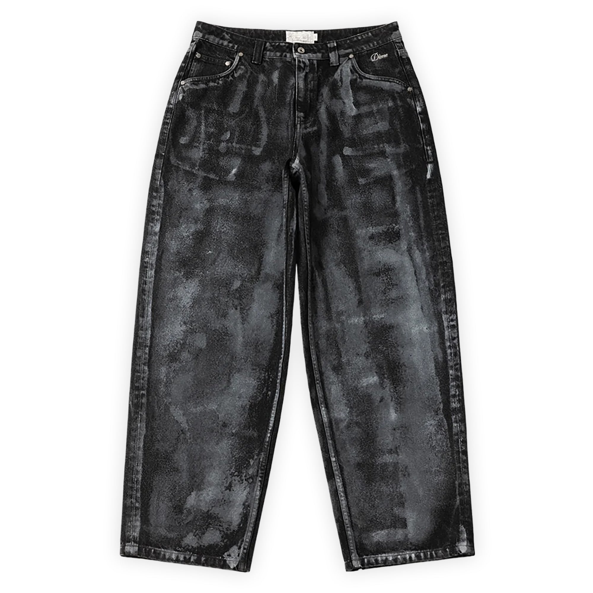 Dime Baggy Denim Pants - Black (White Paint)
