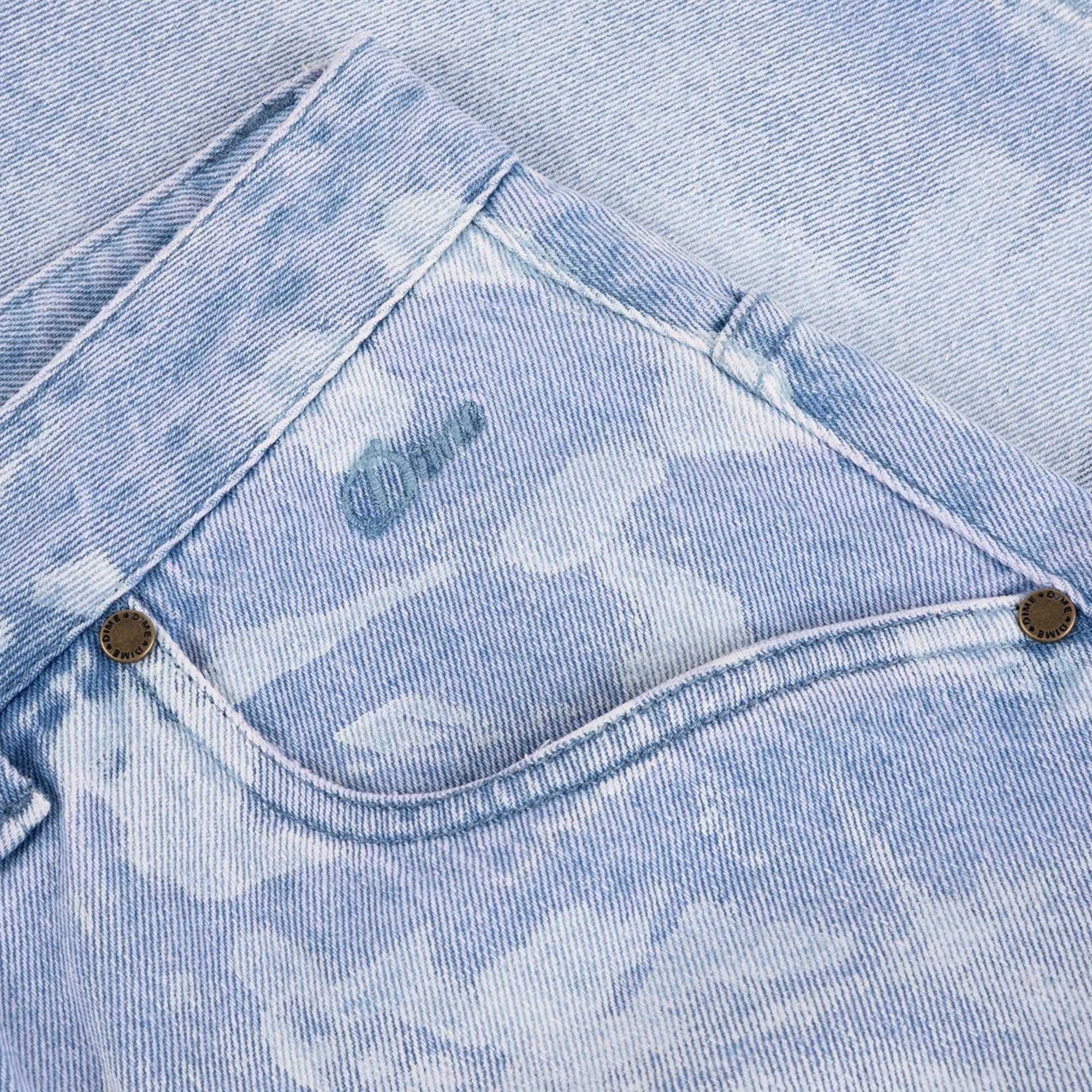 Dime Baggy Denim Shorts - Blue Washed (White Paint)