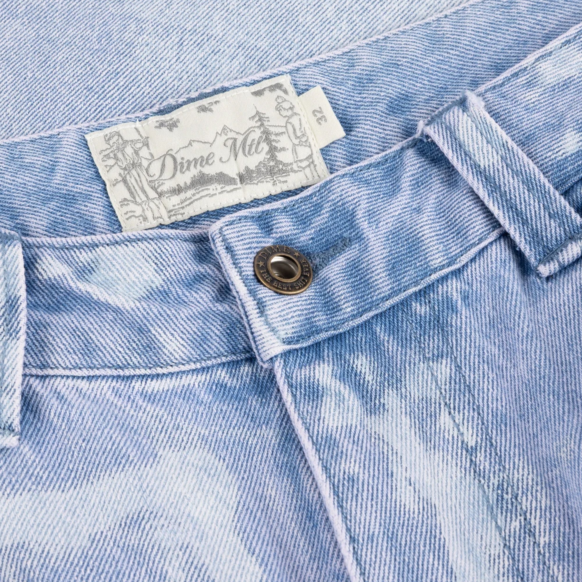 Dime Baggy Denim Shorts - Blue Washed (White Paint)
