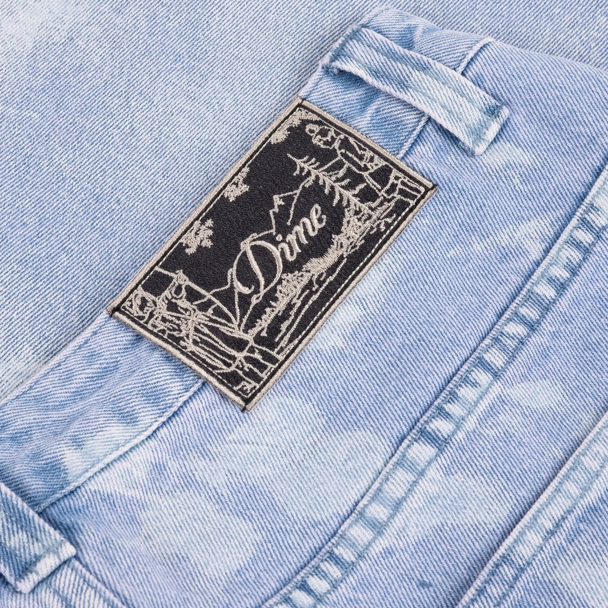 Dime Baggy Denim Shorts - Blue Washed (White Paint)