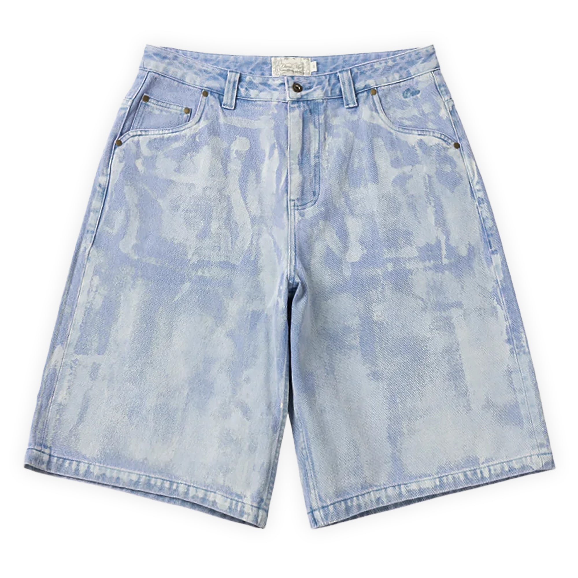 Dime Baggy Denim Shorts - Blue Washed (White Paint)