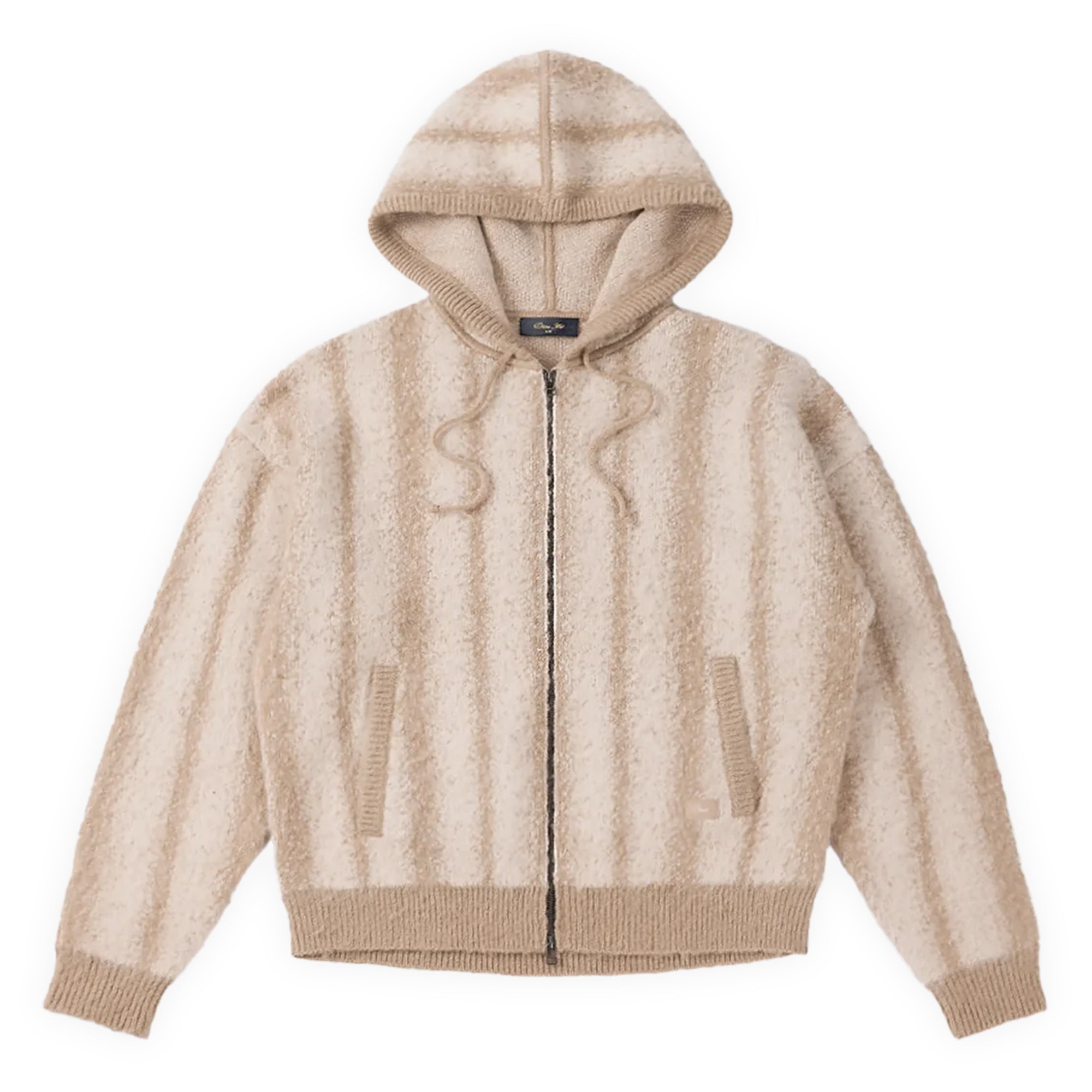 Dime Mohair Striped Zip Hoodie - Cream