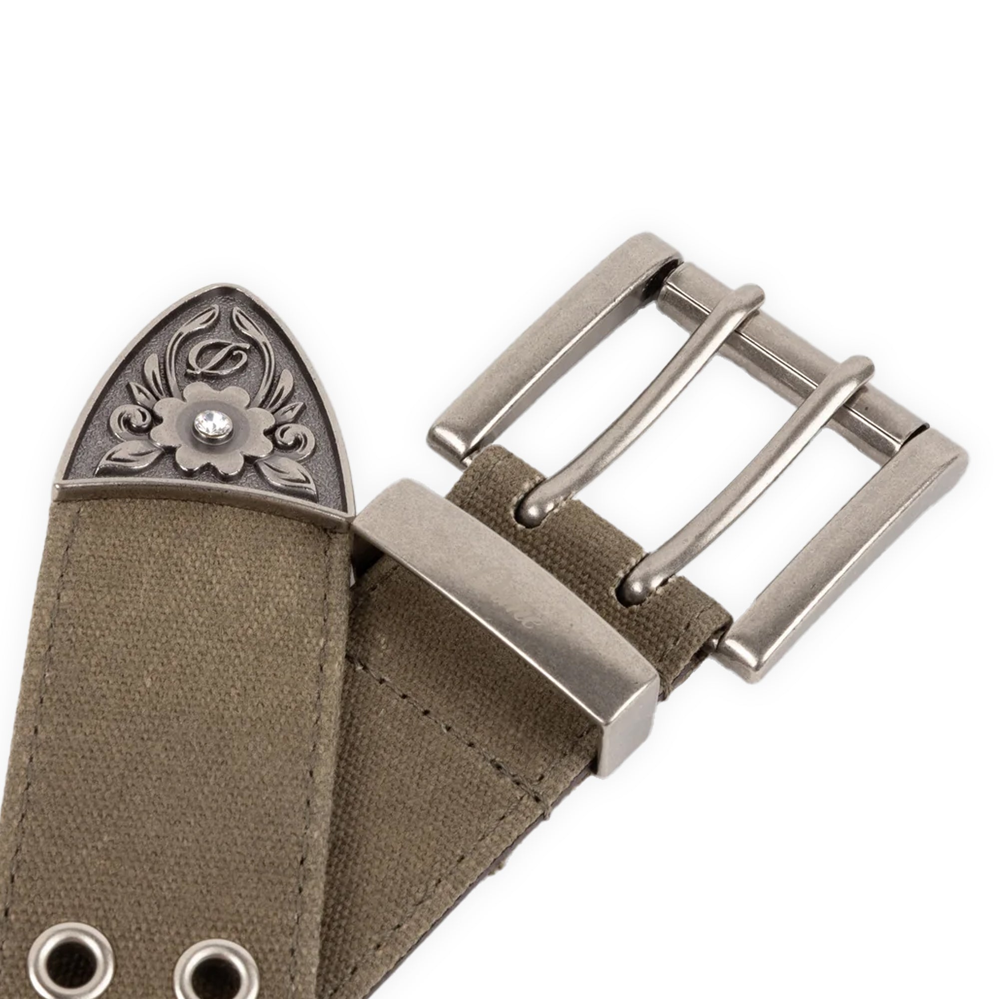 Dime Waxed Canvas Belt - Brown / Olive