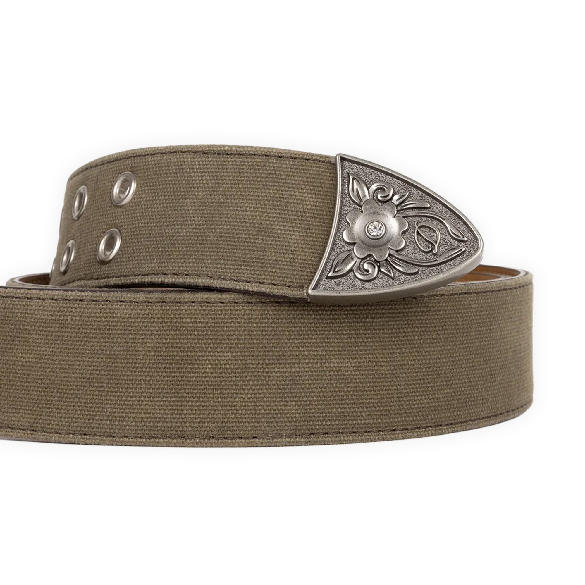 Dime Waxed Canvas Belt - Brown / Olive