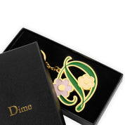 Dime Oversized Floral Keychain - Gold