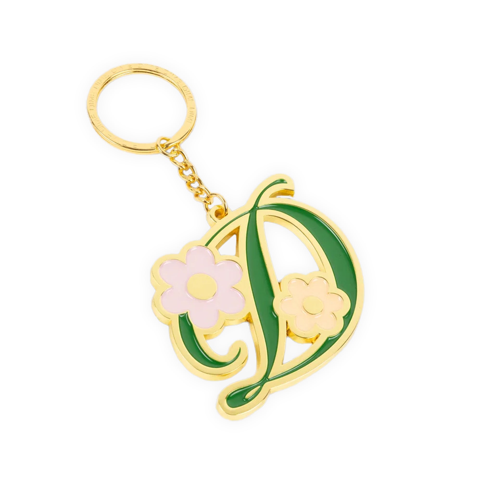 Dime Oversized Floral Keychain - Gold