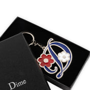 Dime Oversized Floral Keychain - Silver