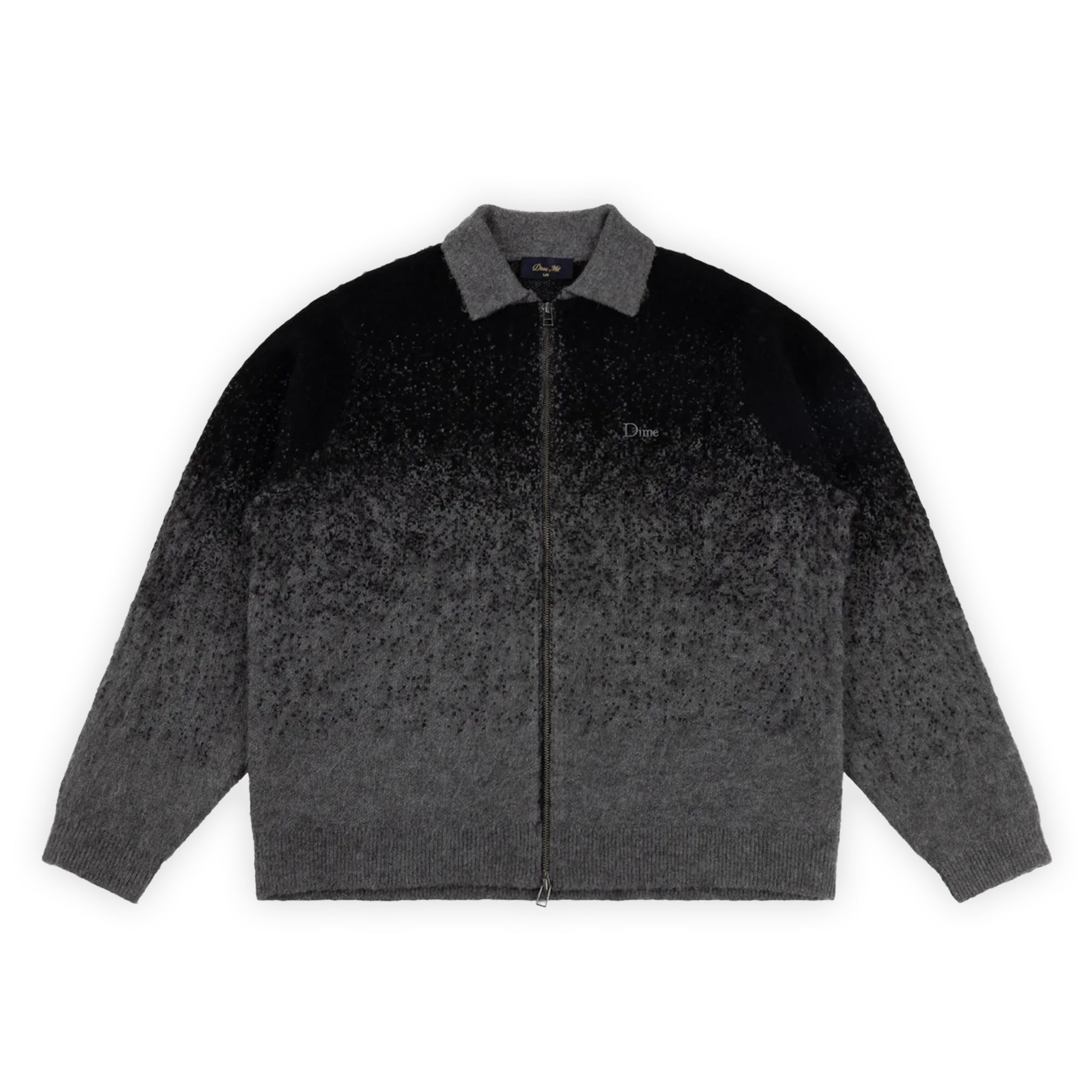 Dime Mohair Double Zip Knit - Black / Charcoal