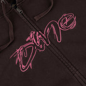 Dime Distressed Terry Zip Hoodie - Acid Brown