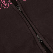 Dime Distressed Terry Zip Hoodie - Acid Brown