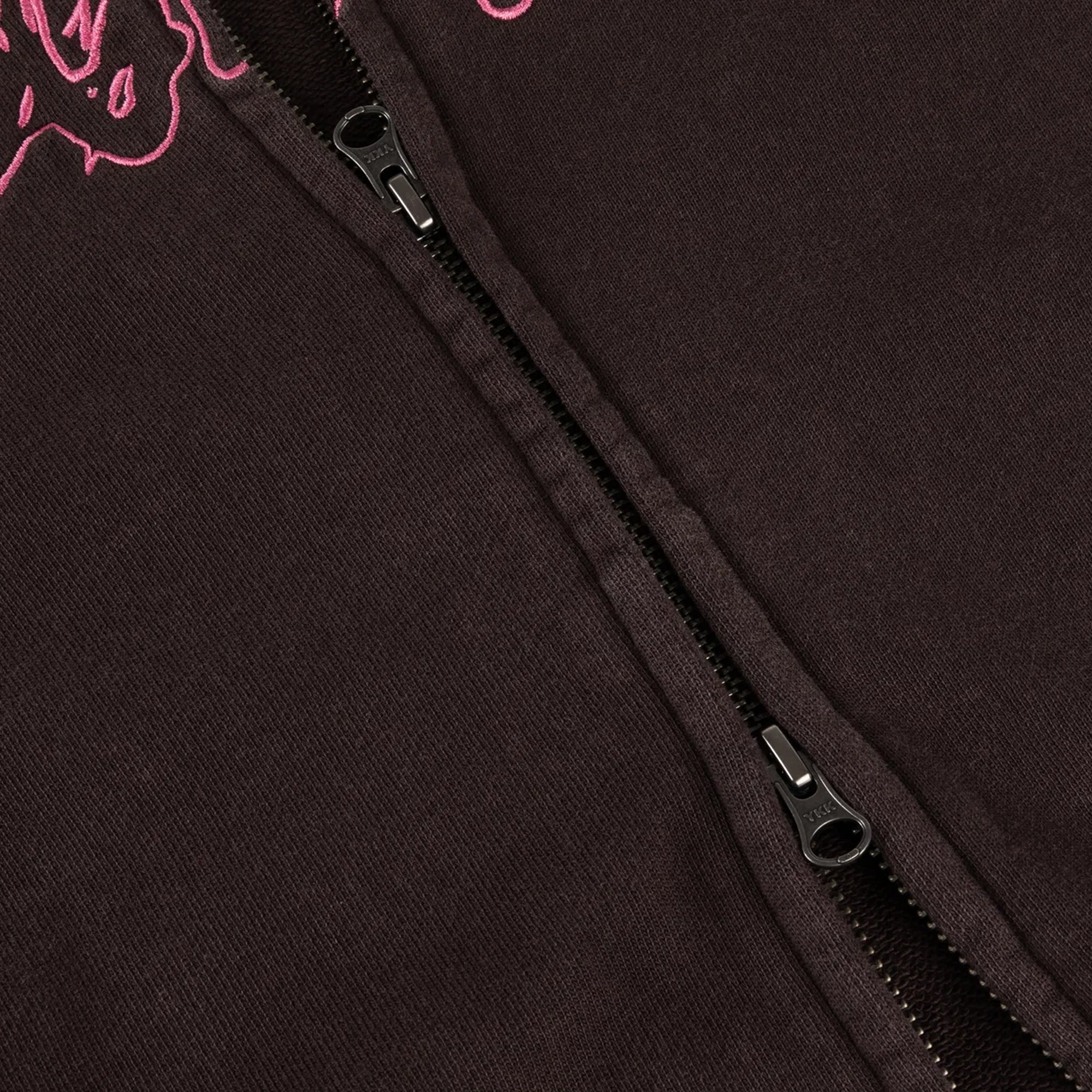 Dime Distressed Terry Zip Hoodie - Acid Brown