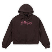 Dime Distressed Terry Zip Hoodie - Acid Brown