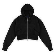Dime Cropped Zip Hoodie - Black