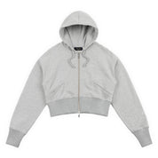 Dime Cropped Zip Hoodie - Heather Gray