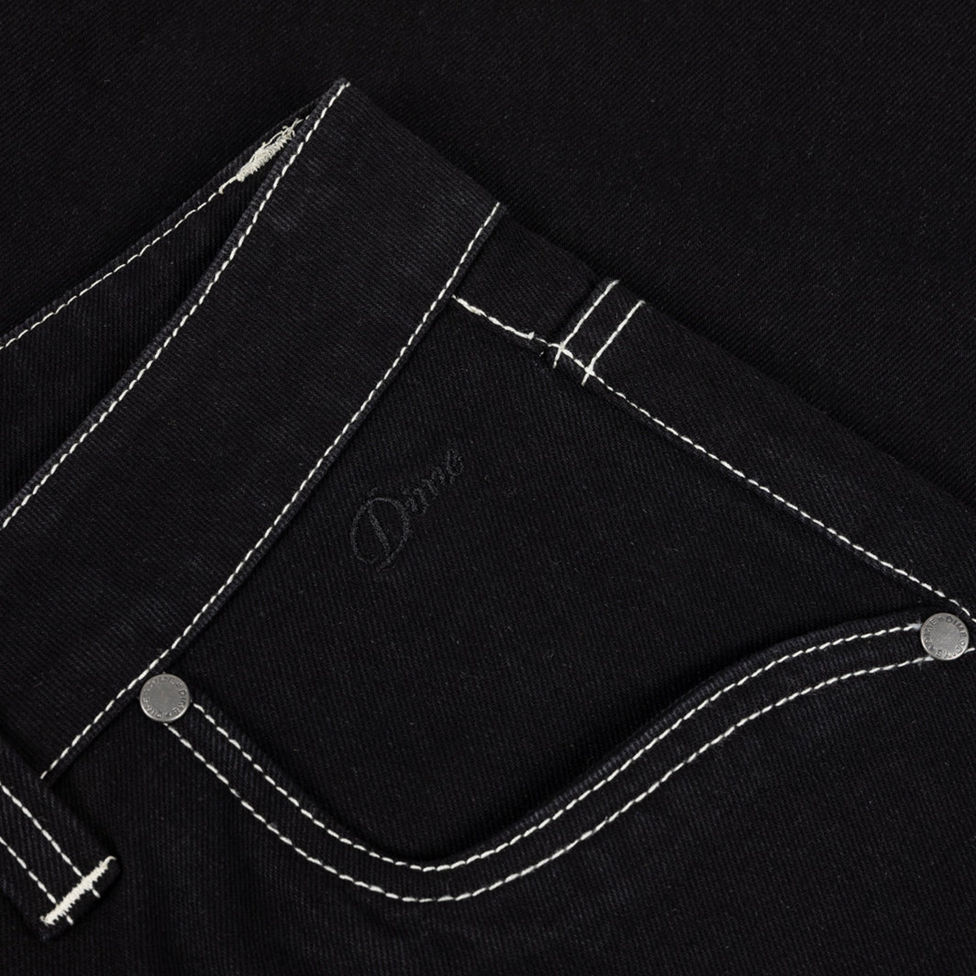 Dime Baggy Denim Pants - Black (Contrast Stitch) – Pass~Port