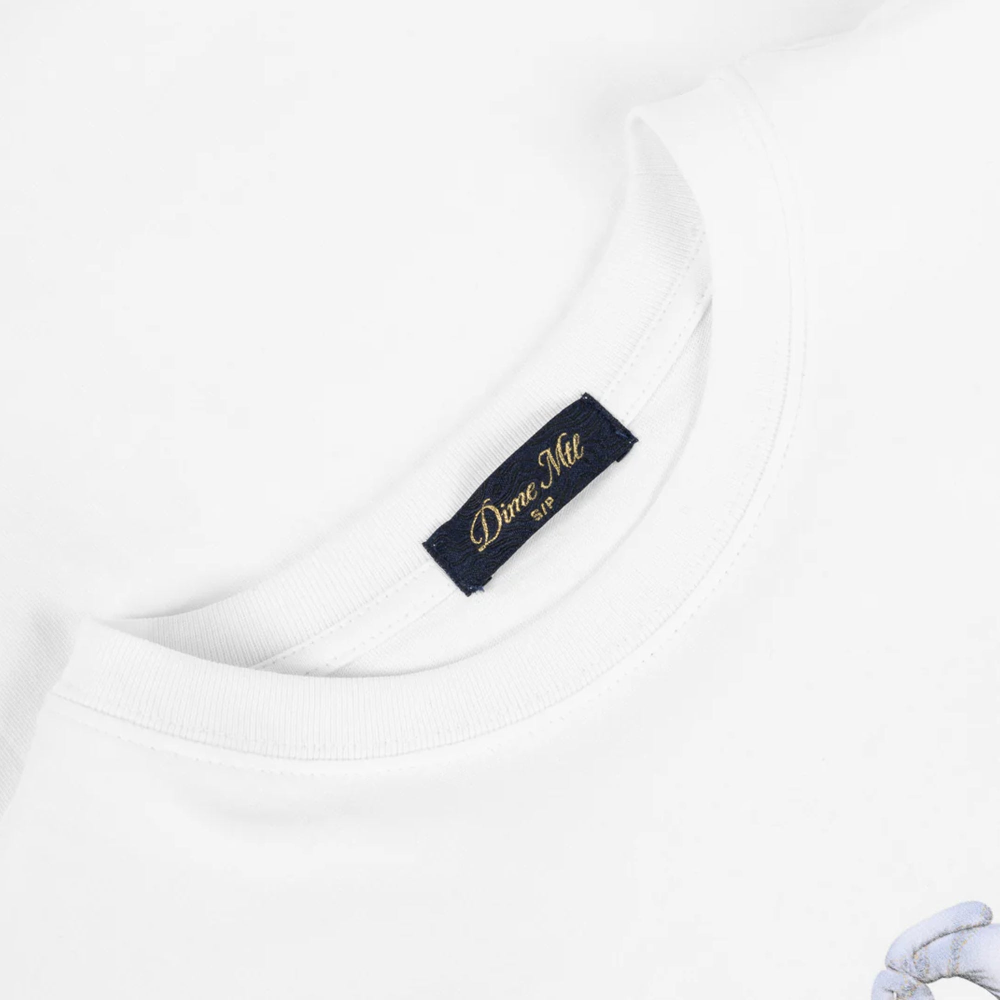 Dime Cursive Denim Tee - White