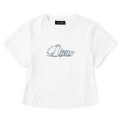 Dime Cursive Denim Tee - White