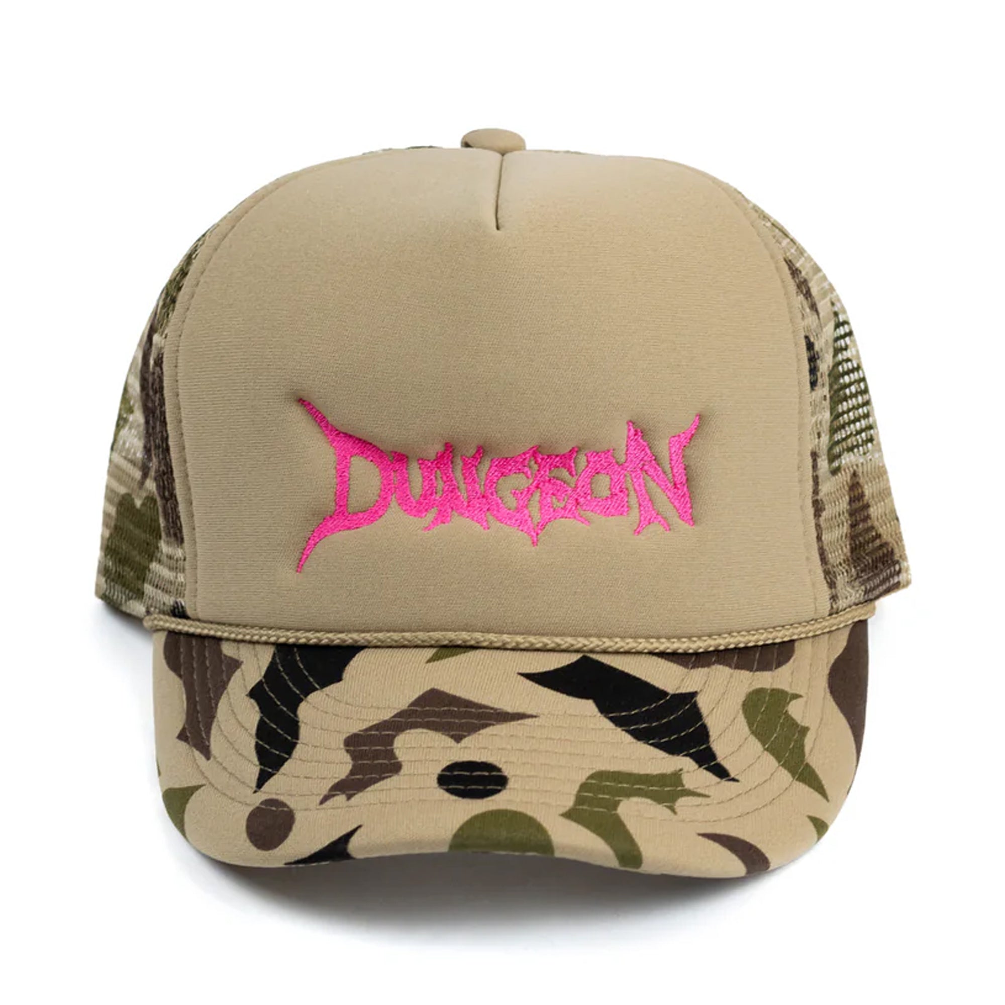 Dungeon Logo Trucker Cap - Pink / Camo Foam