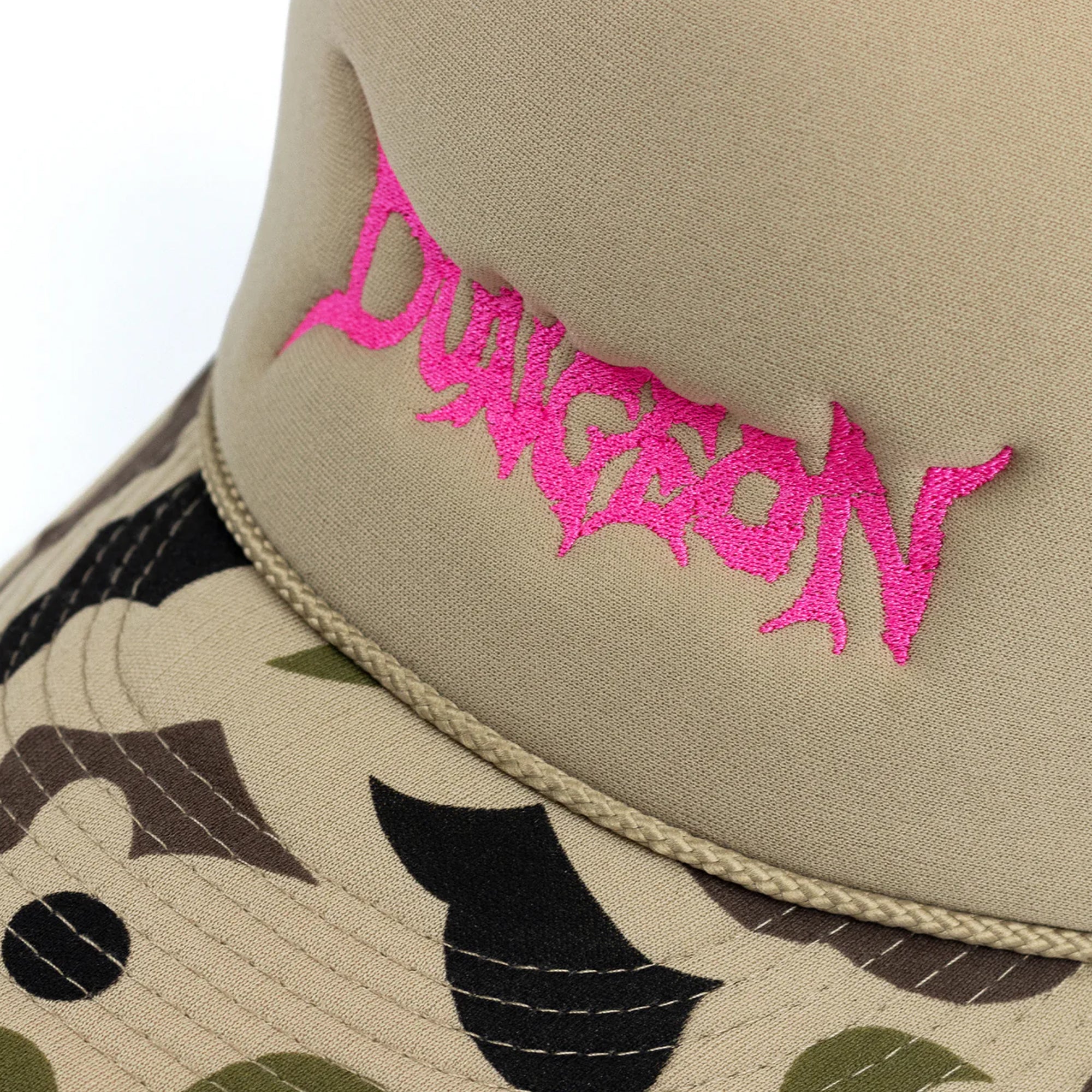 Dungeon Logo Trucker Cap - Pink / Camo Foam