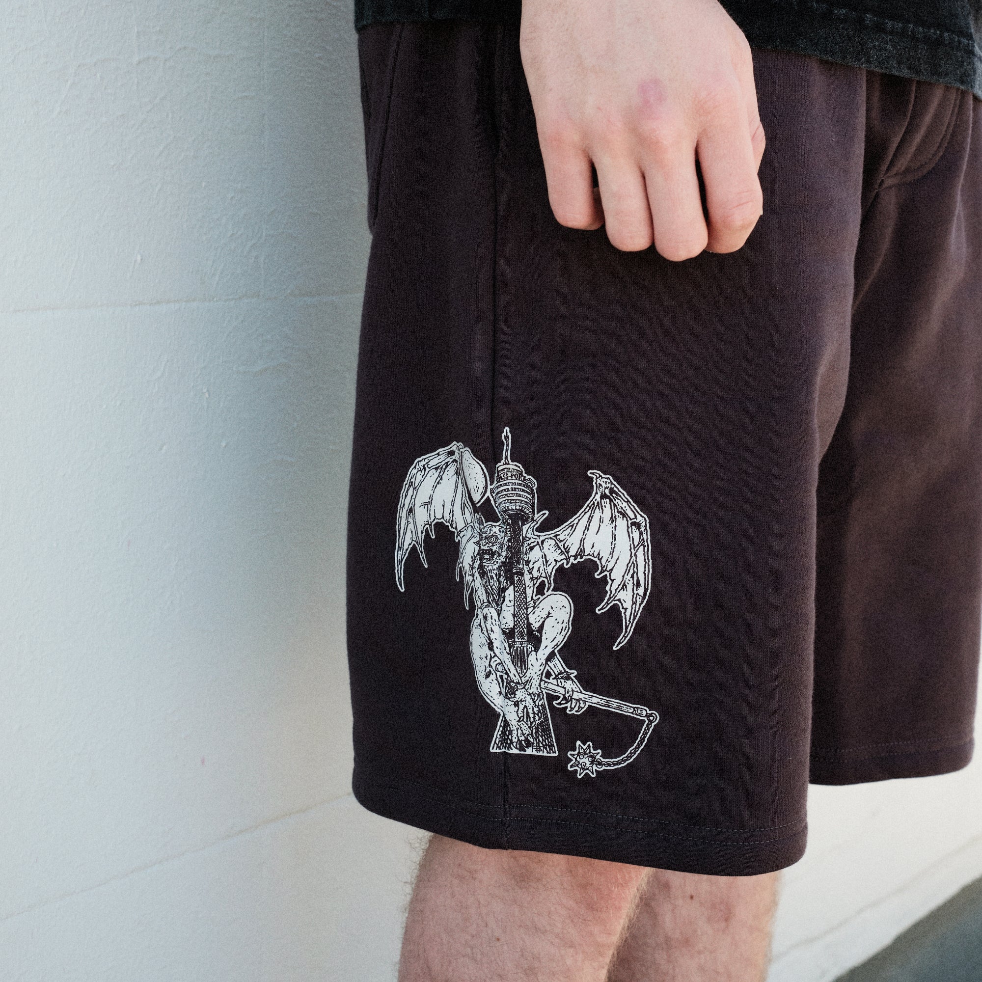Pass~Port Store & Gallery Exclusive - French Centre Point Tower Fleece Shorts - Tar