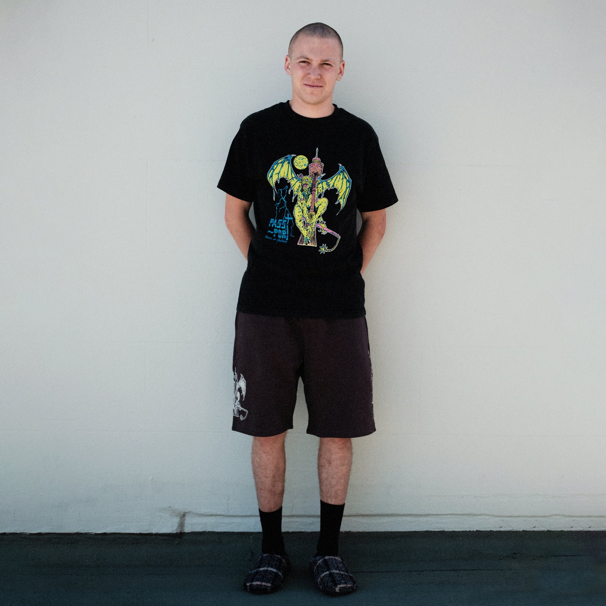 Pass~Port Store & Gallery Exclusive - French Centre Point Tower Fleece Shorts - Tar