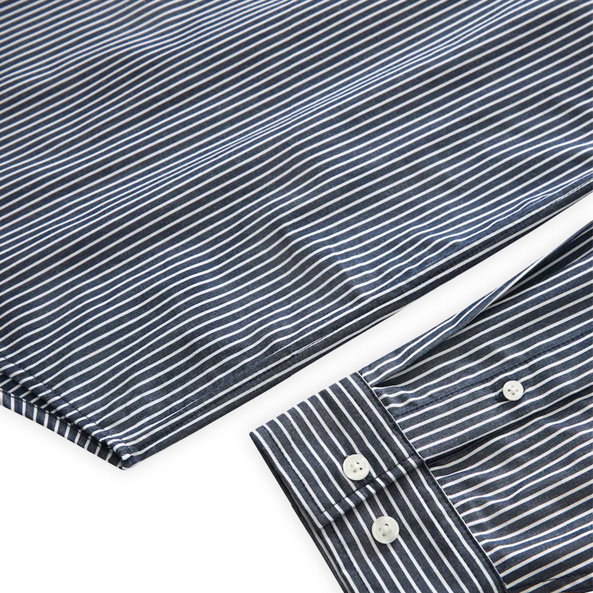 Grand Collection Blair Striped Poplin Shirt - Navy