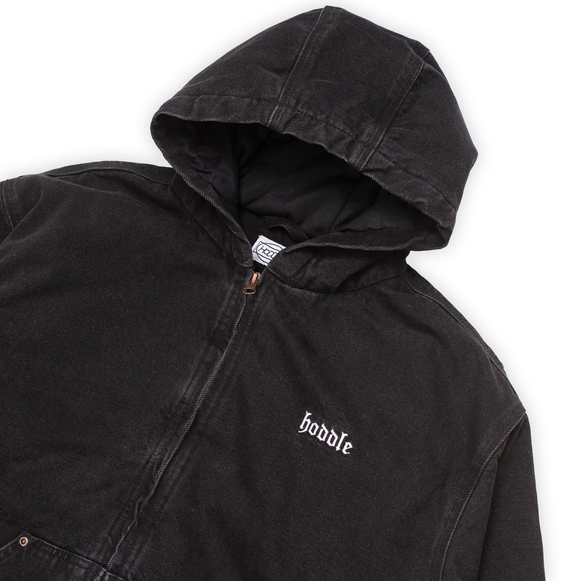 Hoddle Hooded Quilted Denim Jacket - Black