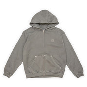 Hoddle Monogram Zip Hood - Washed Grey