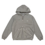 Hoddle Monogram Zip Hood - Washed Grey