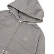 Hoddle Monogram Zip Hood - Washed Grey