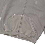 Hoddle Monogram Zip Hood - Washed Grey