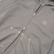 Hoddle Monogram Zip Hood - Washed Grey