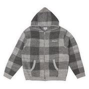 Hoddle Mohair Check Zip Up Hood - Grey