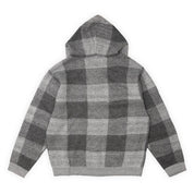 Hoddle Mohair Check Zip Up Hood - Grey