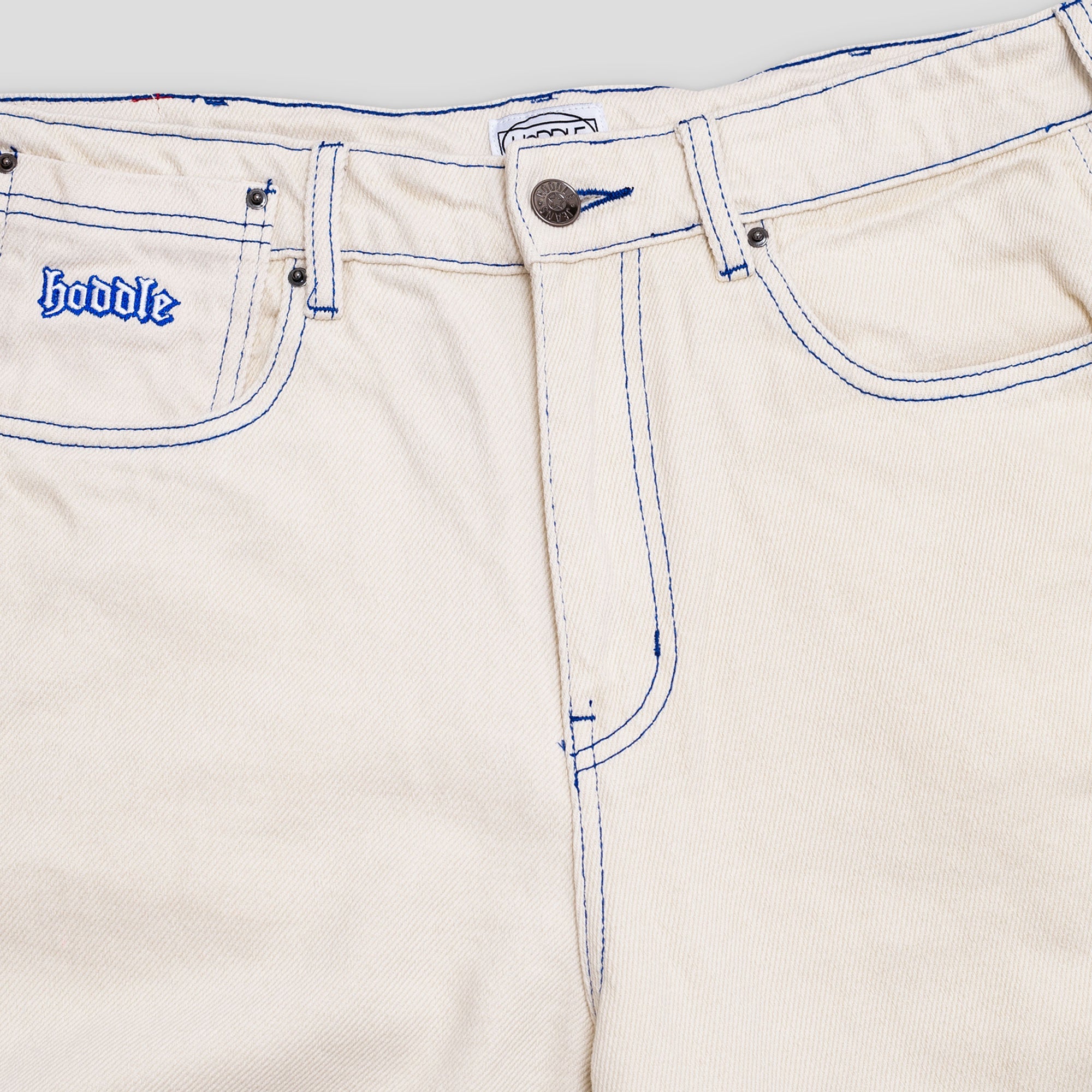 Hoddle 16 Ounce Denim Ranger Jean - White / Blue Stitch