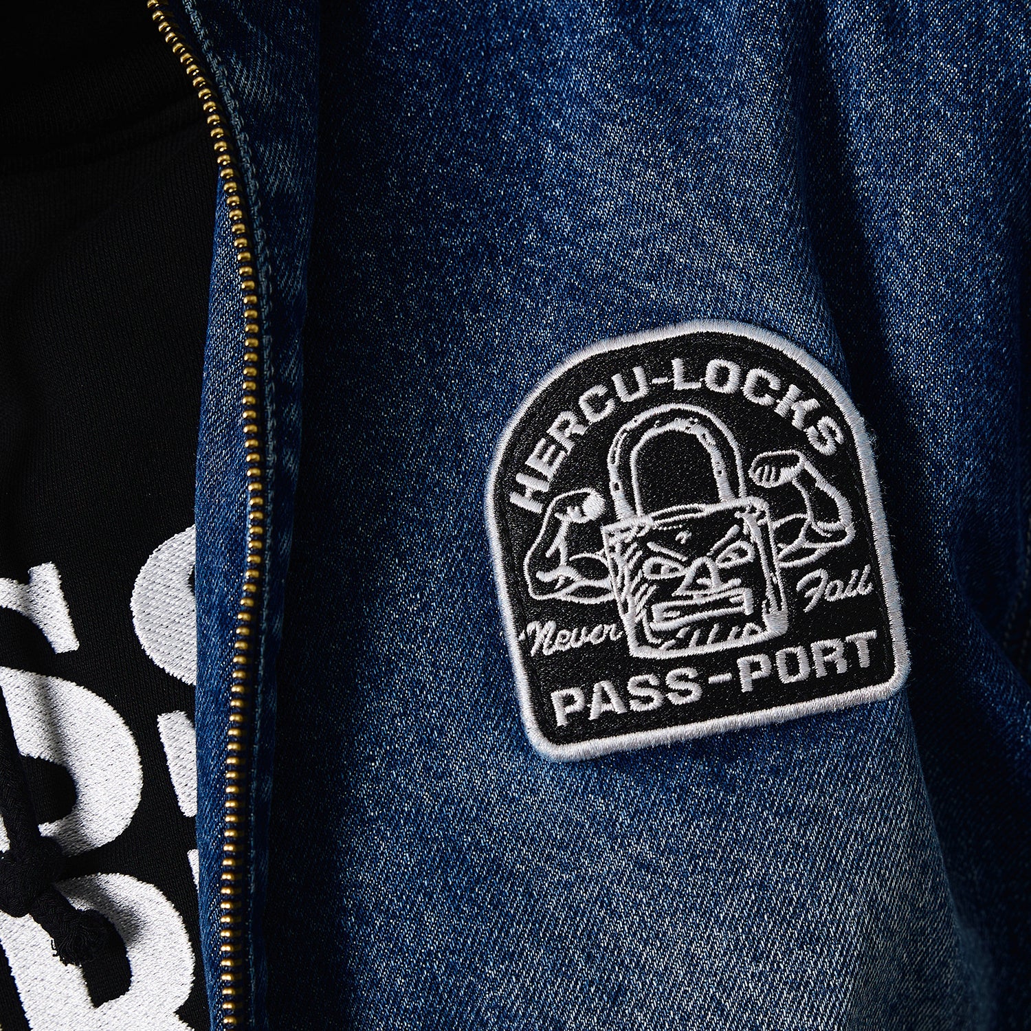 Pass~Port Hercu-Locks Recycled Denim Freight Jacket - Washed Dark Indigo