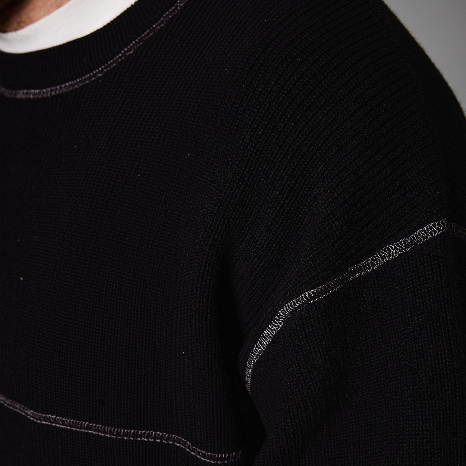 Pass~Port Overlocked Organic Knit Sweater - Black
