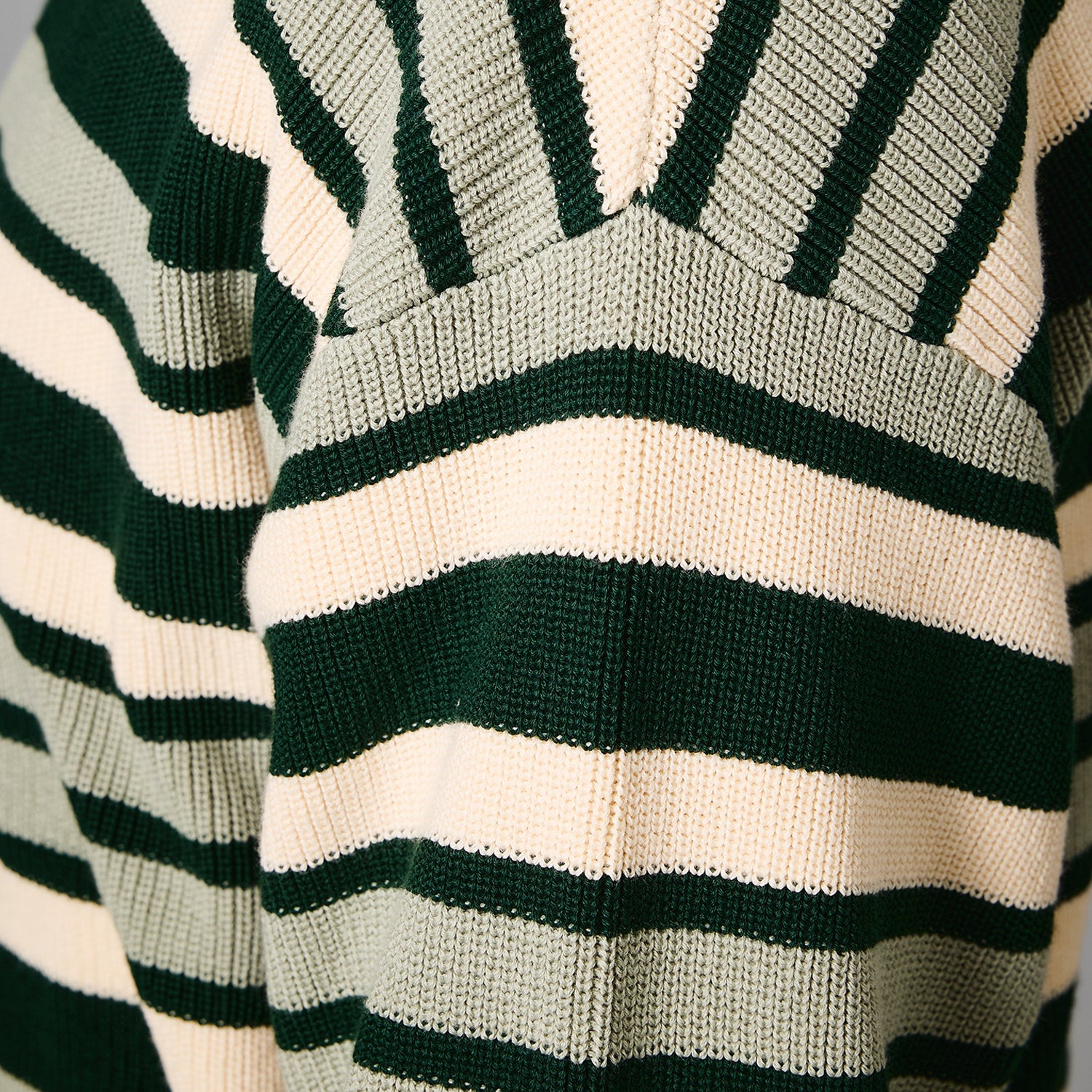 Pass~Port Striped Organic Knit Sweater - Dark Jade