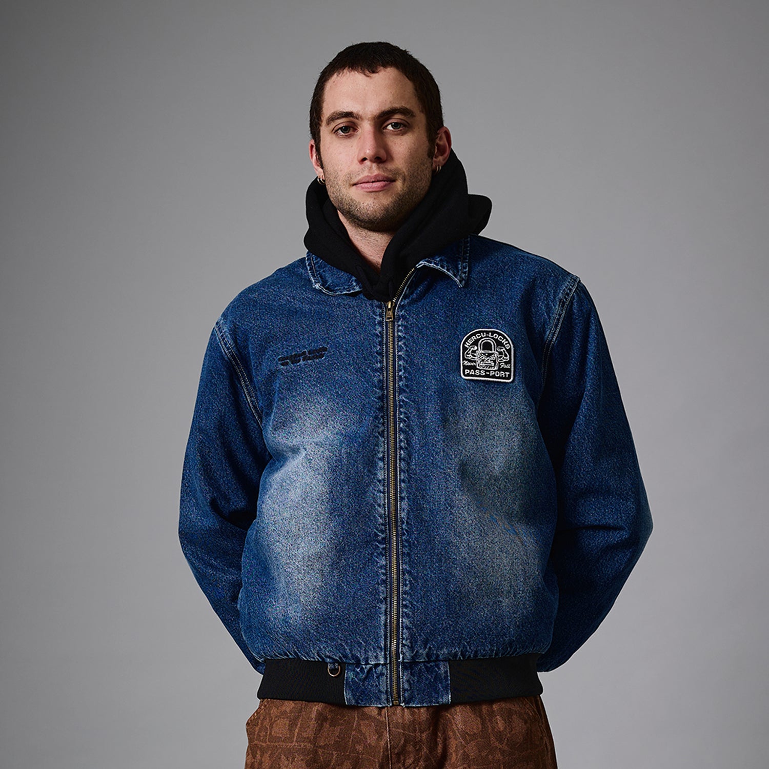 Pass~Port Hercu-Locks Recycled Denim Freight Jacket - Washed Dark Indigo