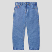 Cash Only Logo Baggy Denim Jeans - Light Indigo