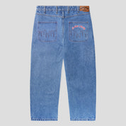 Cash Only Logo Baggy Denim Jeans - Light Indigo