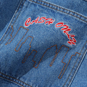 Cash Only Logo Baggy Denim Jeans - Light Indigo